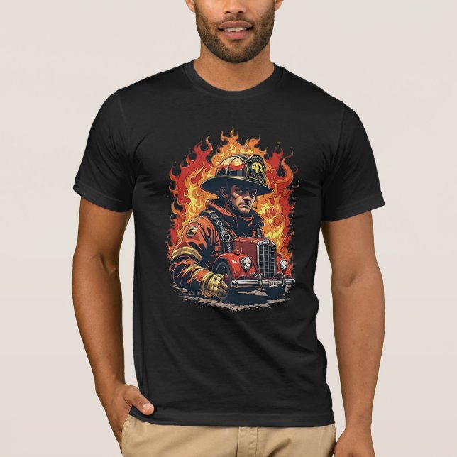 Firefighter flames design T-Shirt (Front)