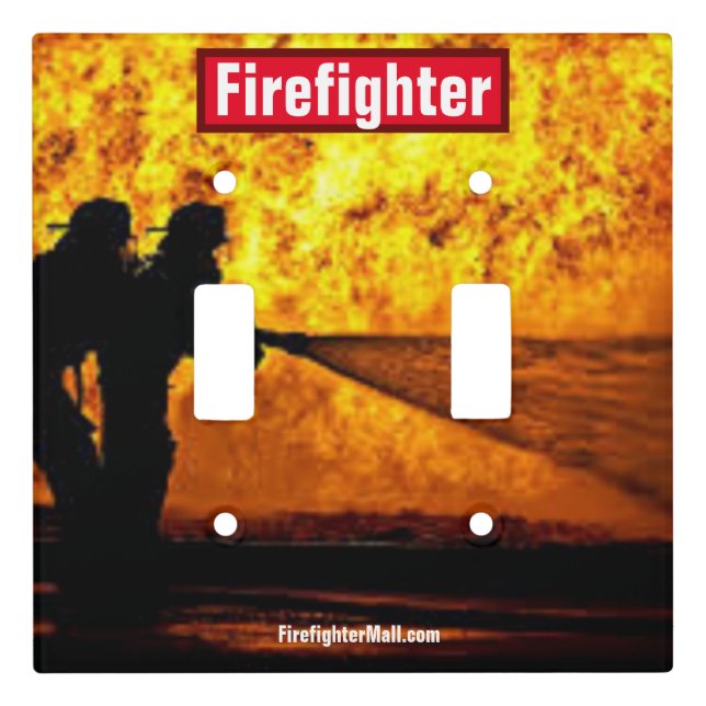 Firefighter Flames Double Light Switch Cover (Front)