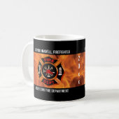 Firefighter Flames Emblem Name and Department Coffee Mug (Front Left)
