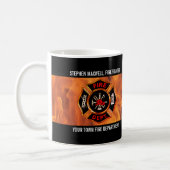 Firefighter Flames Emblem Name and Department Coffee Mug (Left)