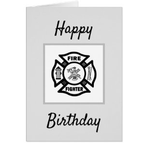 Firefighter Flames Happy Birthday Cards