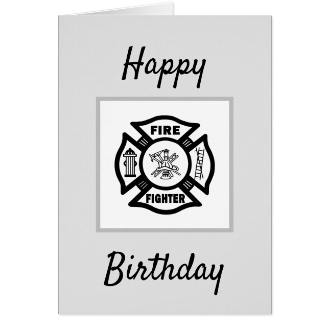 Firefighter Flames  Happy Birthday Cards (Front)