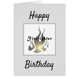 Firefighter Flames Happy Birthday Cards