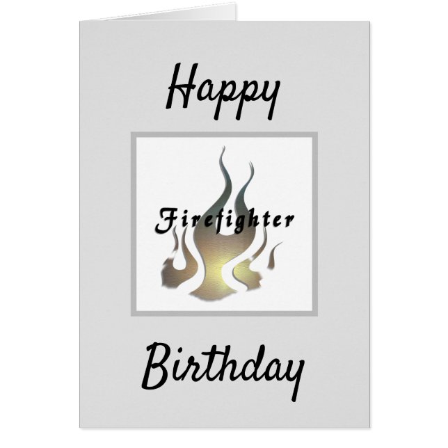 Firefighter Flames  Happy Birthday Cards (Front)
