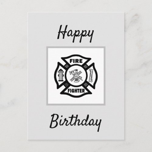 Firefighter Flames  Happy Birthday Postcard