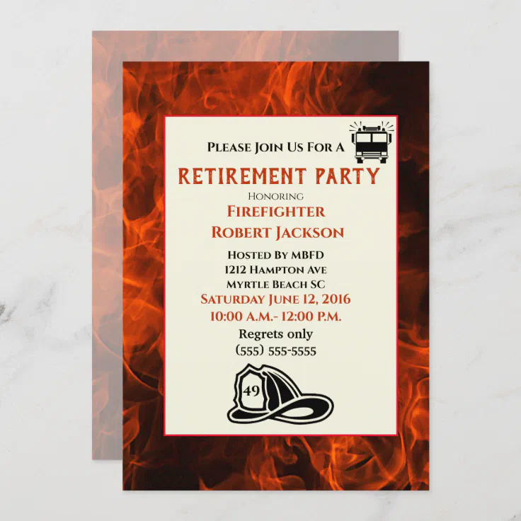 Firefighter Flames Retirement Party Invitation | Zazzle