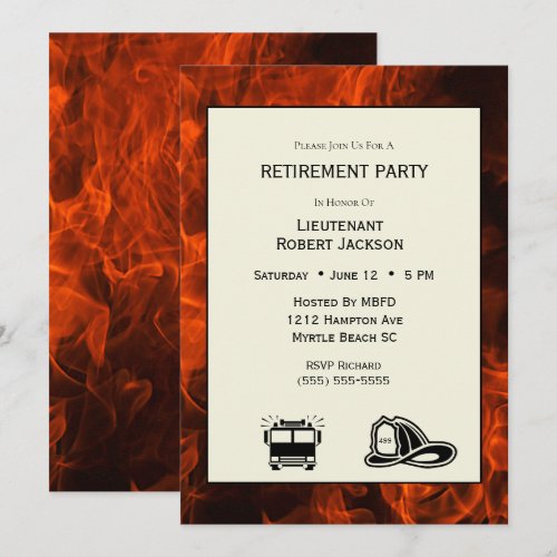 Firefighter Flames Retirement Party Invitation