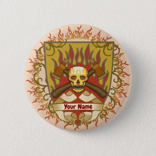 Firefighter Flames Shield custom name Button