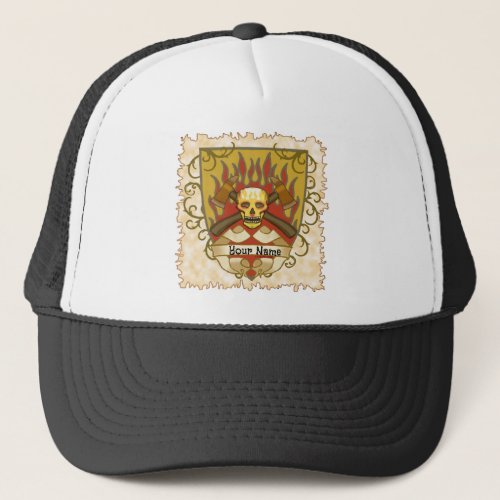 Firefighter Flames Shield Trucker Hat