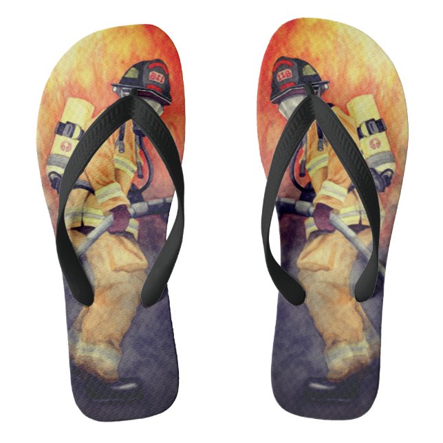 Firefighter Flip Flops Fireman Beach Wear (Footbed)