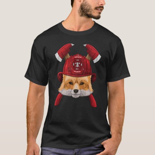 Firefighter Fox Fireman Boys Kids Fire Rescue Anim T_Shirt