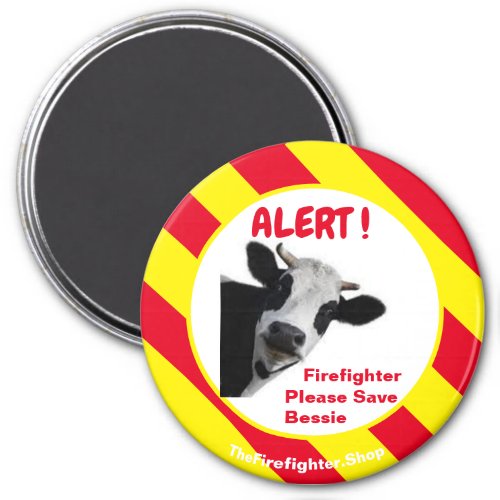 Firefighter Fun Alert Bessie RedYellow magnet