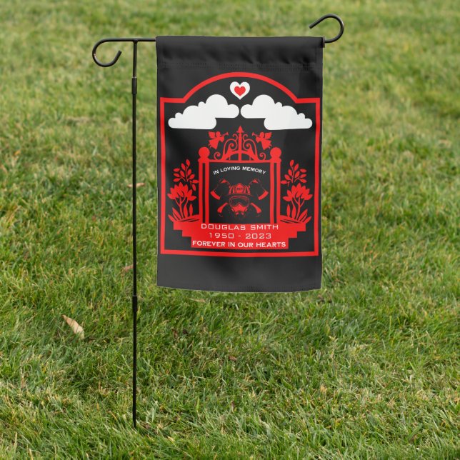 Firefighter Funeral Memorial Gift Garden Flag (In SItu)