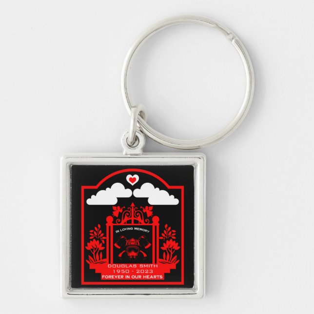 Firefighter Funeral Memorial Gift Keychain (Front)