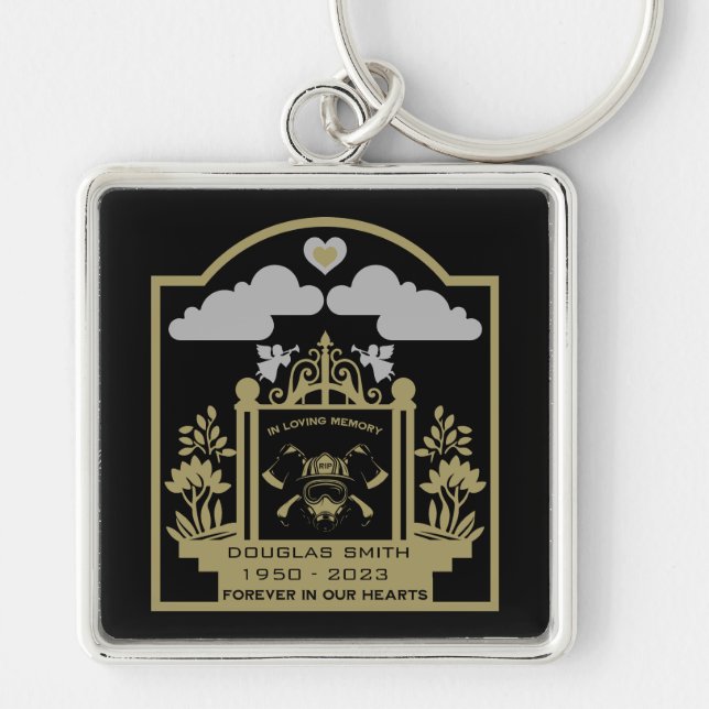 Firefighter Funeral Memorial Gift Keychain (Front)