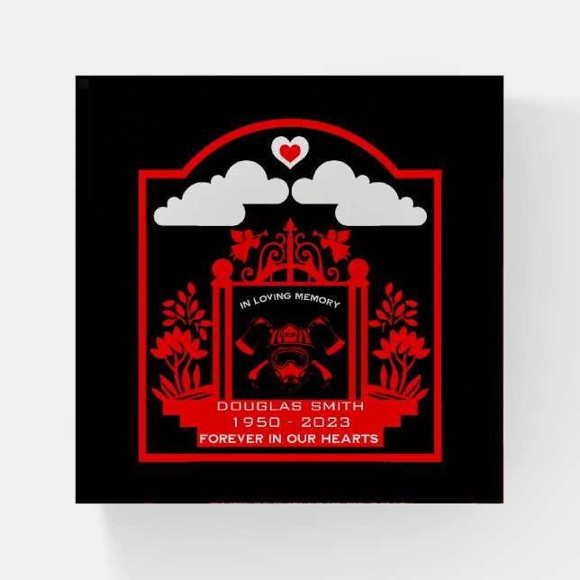 Firefighter Funeral Memorial Gift Paperweight (Front)