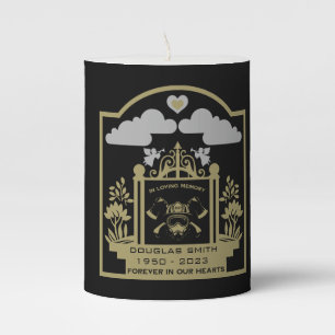 Firefighter Funeral Memorial Gift Pillar Candle