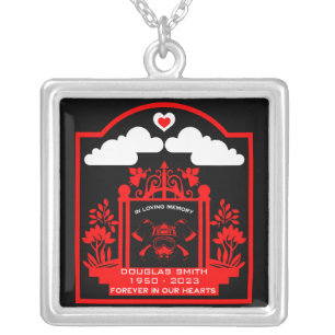 Firefighter Funeral Memorial Gift Silver Plated Necklace