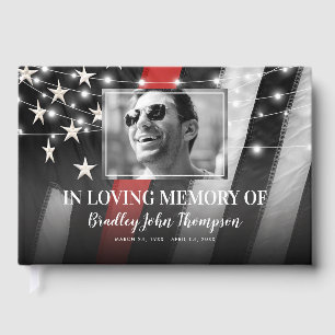 Firefighter Funeral Memorial Thin Red Line Guest Book