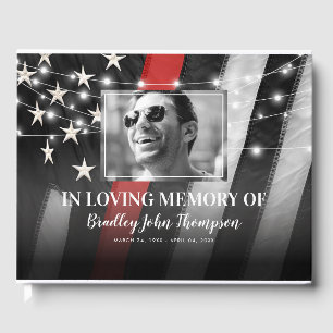 Firefighter Funeral Memorial Thin Red Line Guest Book