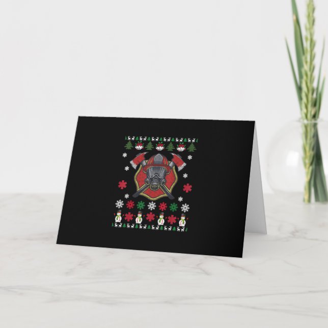 Firefighter Funny Christmas Cute Lover Gifts Holiday Card (Front)