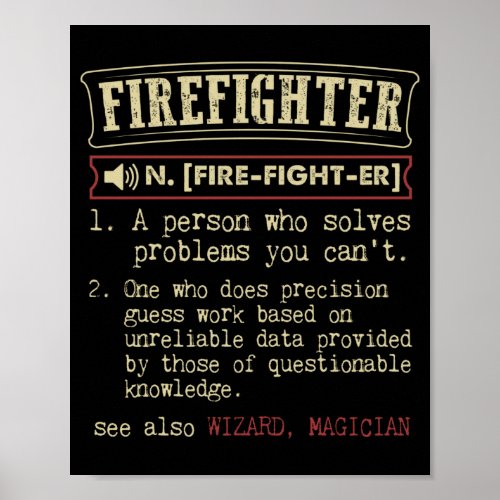 Firefighter Funny Dictionary TermPng Poster