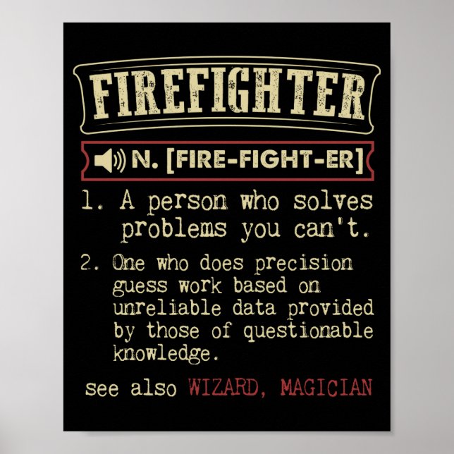 Firefighter Funny Dictionary Term.Png Poster (Front)