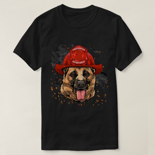 Firefighter German Shepherd Fire Department Firema T-Shirt (Design Front)