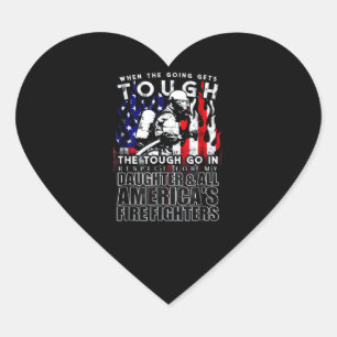 Firefighter Gift   Daughter American Firefighter Heart Sticker