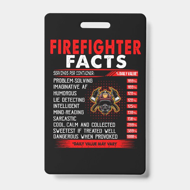 Firefighter Gift | Firefighter Facts Gifts Badge (Front)