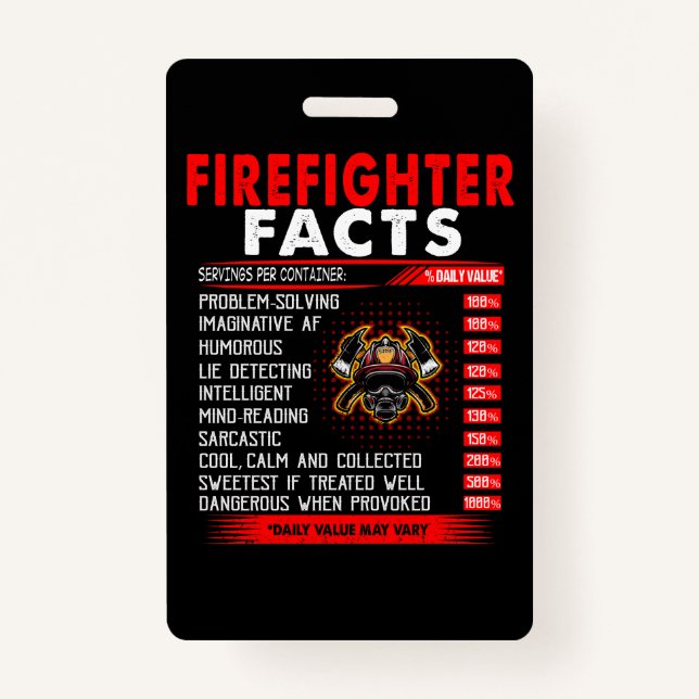 Firefighter Gift | Firefighter Facts Gifts Badge (Front)