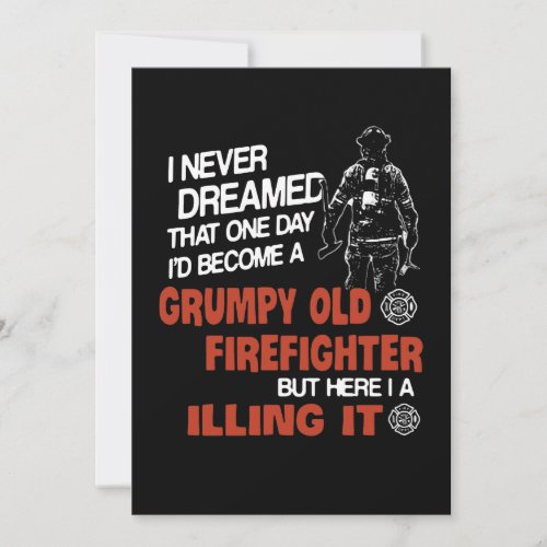 Firefighter Gift  Grumpy Old Firefighter Holiday Card