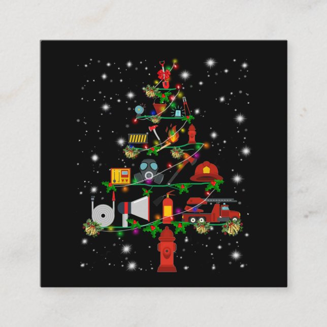 Firefighter Gift | Merry Christmas Firefighter Fun Square Business Card (Front)