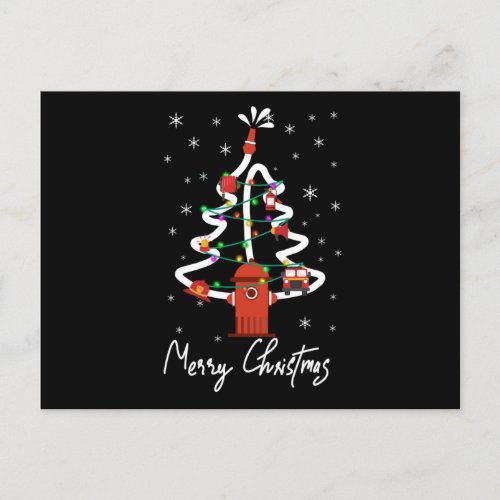 Firefighter Gift  Merry Christmas Firefighter Holiday Postcard