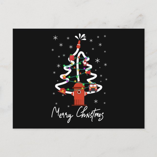 Firefighter Gift | Merry Christmas Firefighter Holiday Postcard (Front)