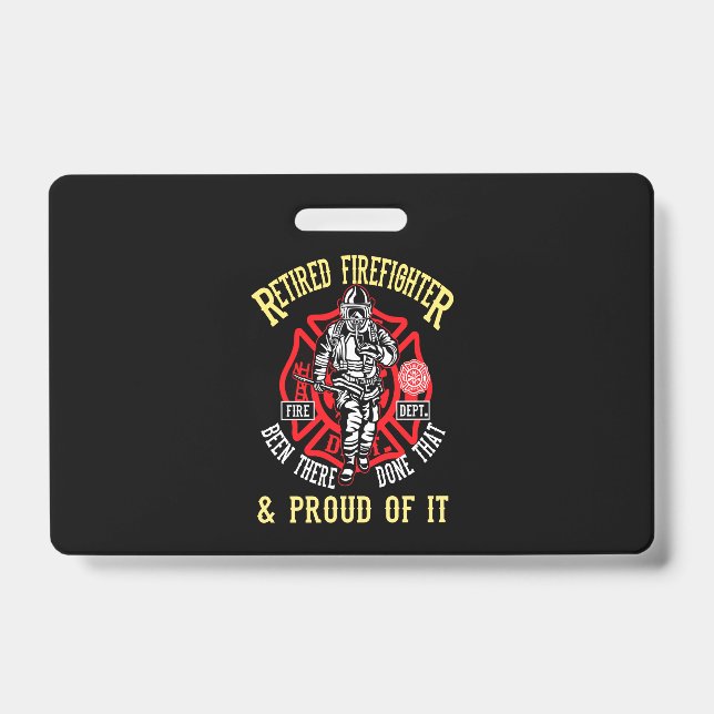 Firefighter Gift | Retired Firefighter & Proud Badge (Front)