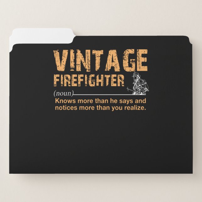 Firefighter Gift | Vintage Firefighter Funny File Folder (Front Left)