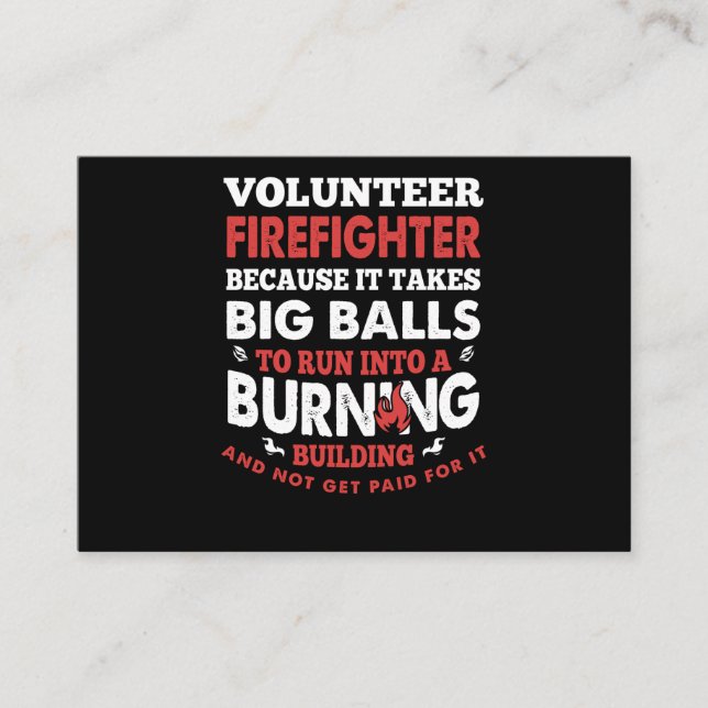Firefighter Gift | Volunteer Firefighter Business Card (Front)