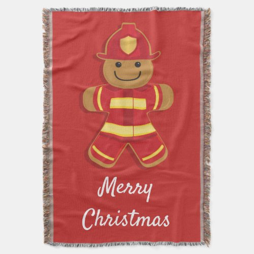 Firefighter Gingerbread Person  Throw Blanket