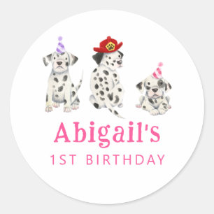 Firefighter Girl Birthday Party Favor Classic Round Sticker