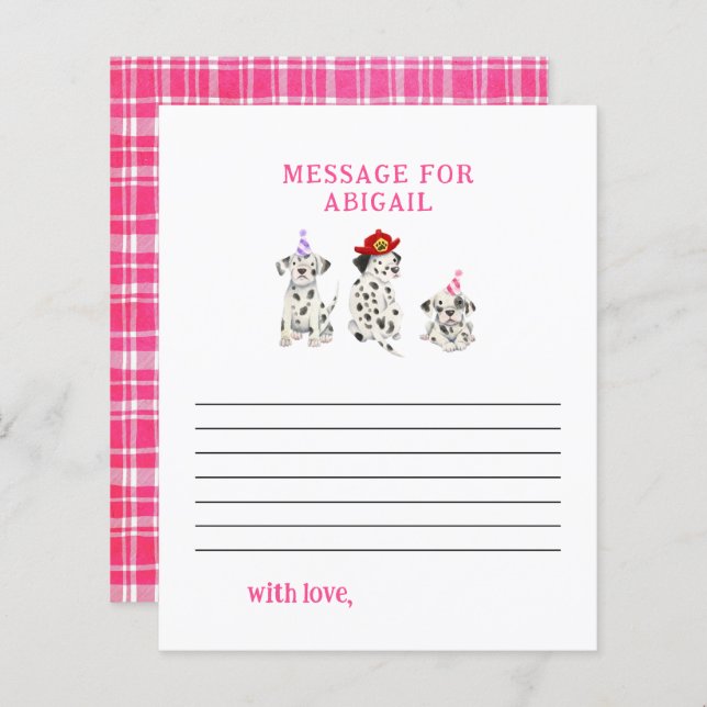 Firefighter Girl Birthday Time Capsule Message  (Front/Back)