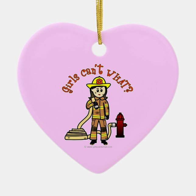 Firefighter Girl Ceramic Ornament (Front)