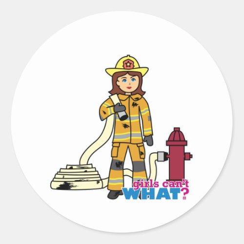 Firefighter Girl Classic Round Sticker