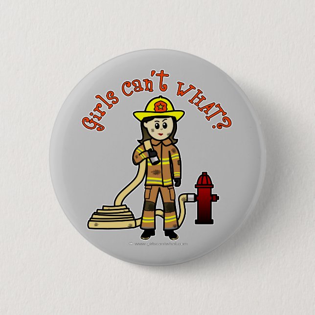Firefighter Girl Pinback Button (Front)