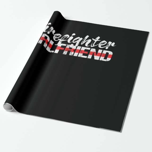 Firefighter Girlfriend Thin Red Line Firewoman Wrapping Paper (Unrolled)