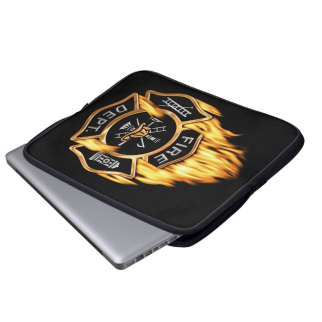 Firefighter Gold Badge Fire Laptop Sleeve (Front Bottom)