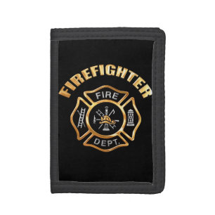 Firefighter Gold Badge Tri-fold Wallet