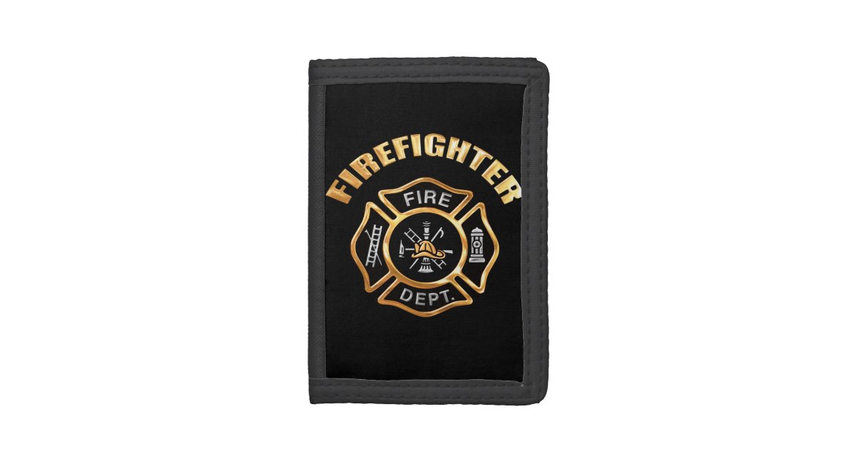 Firefighter Gold Badge Trifold Wallet | Zazzle