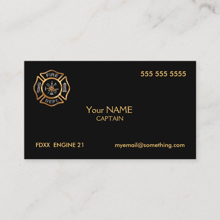 Firefighter Gold Business Card | Zazzle