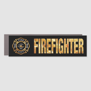 Firefighter Gold Car Magnet